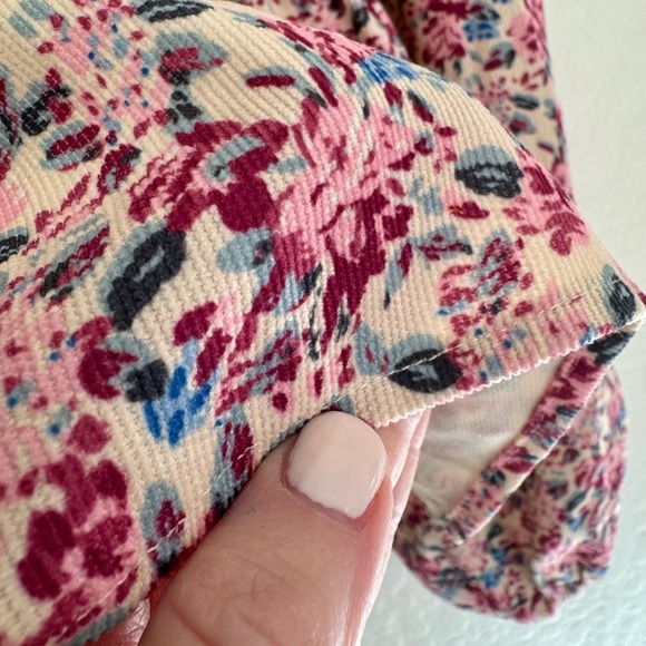 Entro cream floral ruffle balloon long sleeve top Size Large - Picture 2 of 5